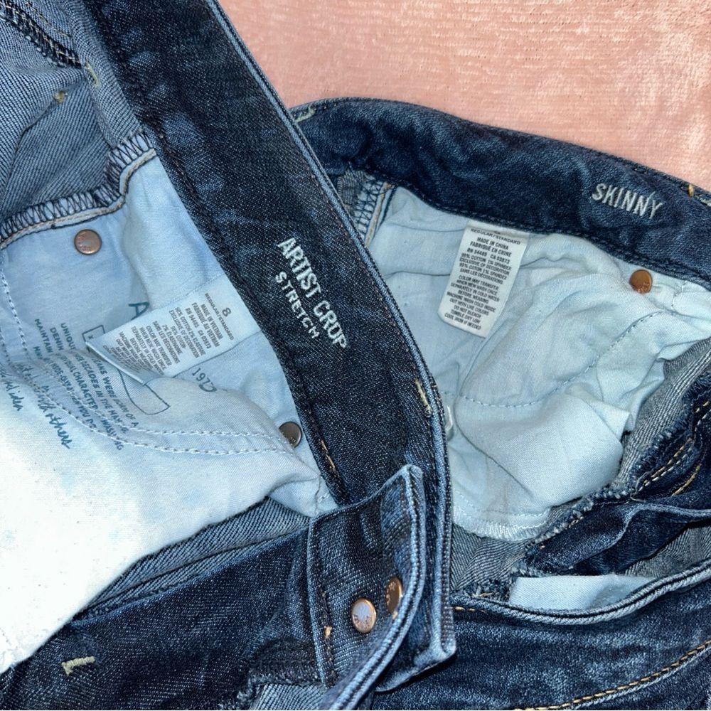 American Eagle Outfitters Jeans 2 Pair Dark Wash Skinny & Artist Crop 8 Regular